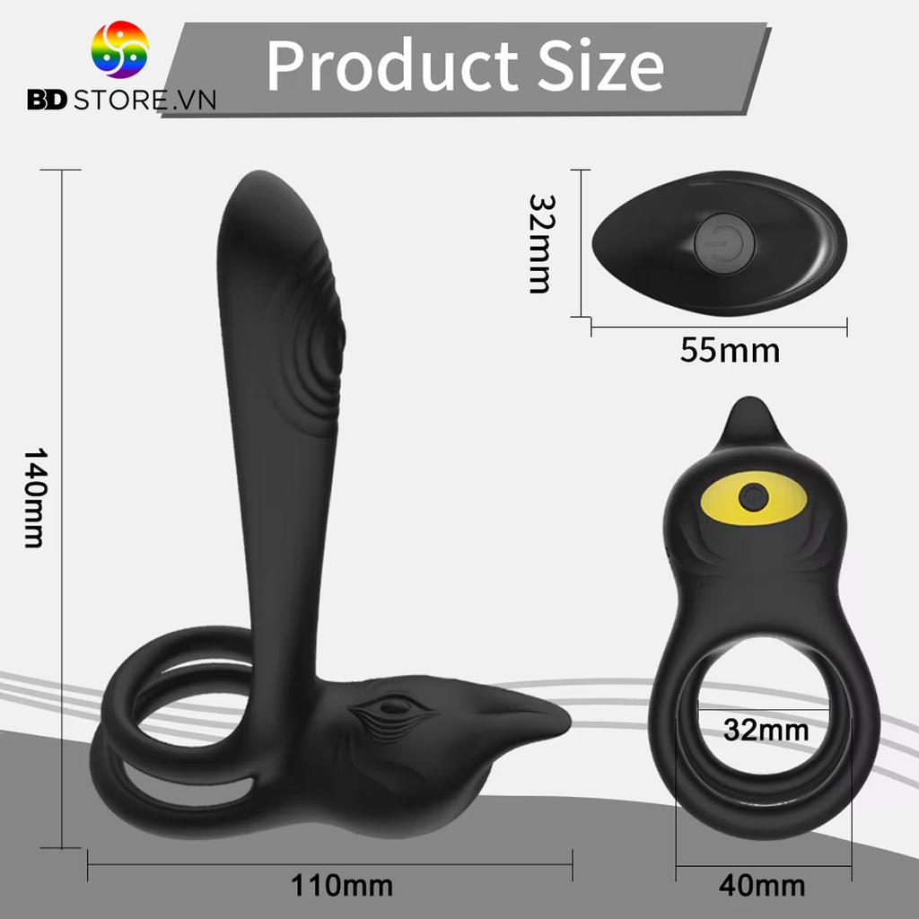 BDT3114 - Vòng rung tình yêu cao cấp mix thanh kích thích hậu môn dài 14cm