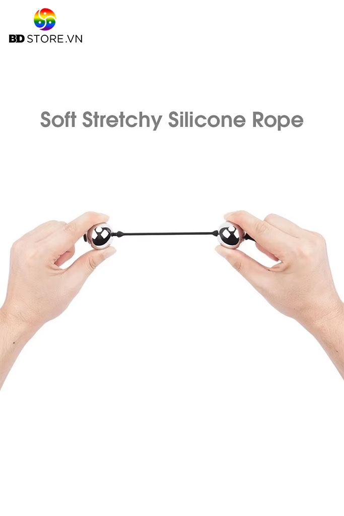 BDT3120 - Anal ball kim loại vòng dây kéo rút silicon với hai quả bi nối tiếp