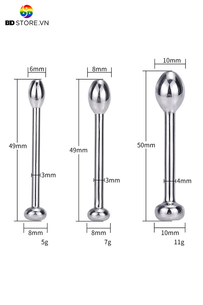 BDT3213 - Đồ chơi niệu đạo sounding inox  mix bi tròn chặn ở gốc có 3 size