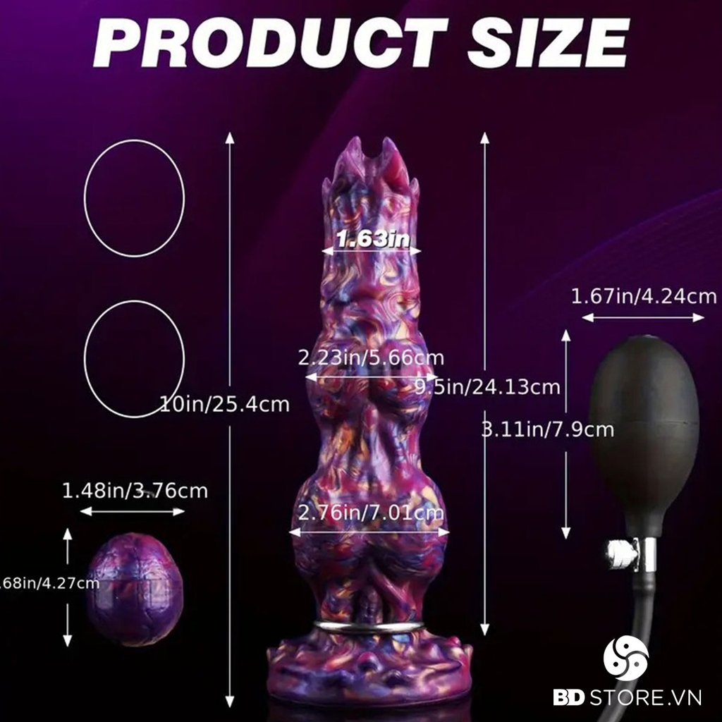 BDT3360 - Dương vật giả monster bắn trứng và đế dính tường dài 25.4cm