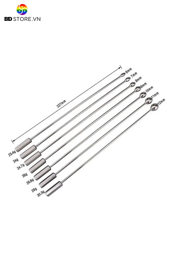BDT3399 - Đồ chơi niệu đạo sounding inox dạng thanh thẳng mix đầu bo tròn