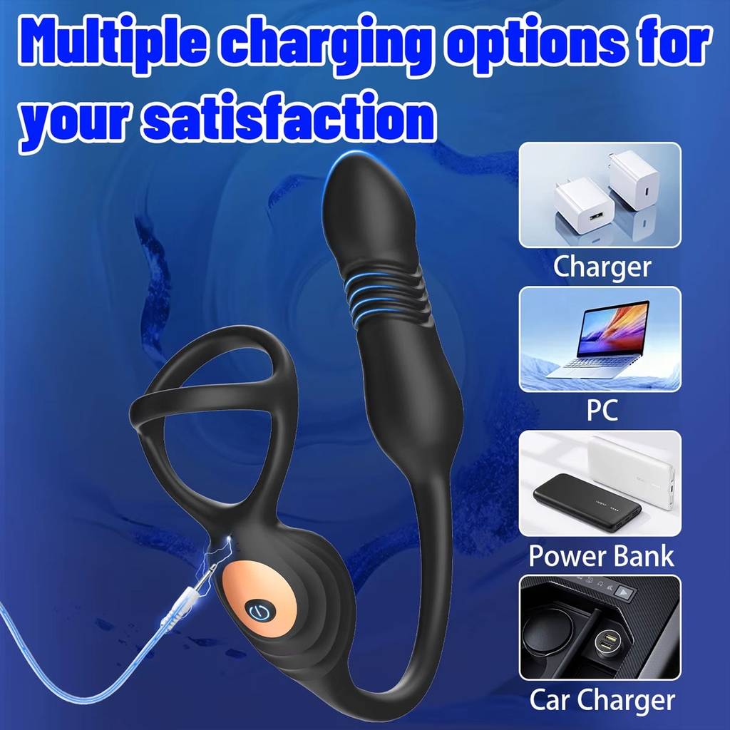 BDT3420 - Vòng đeo dương vật rung mix đầu cu có 10 chế độ và sạc điện