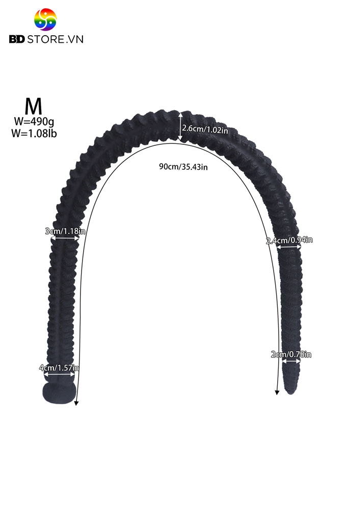 BDT3473 - Long anal siêu dài bề mặt nếp gờ vảy gai nhỏ đan xen đế gắn tường