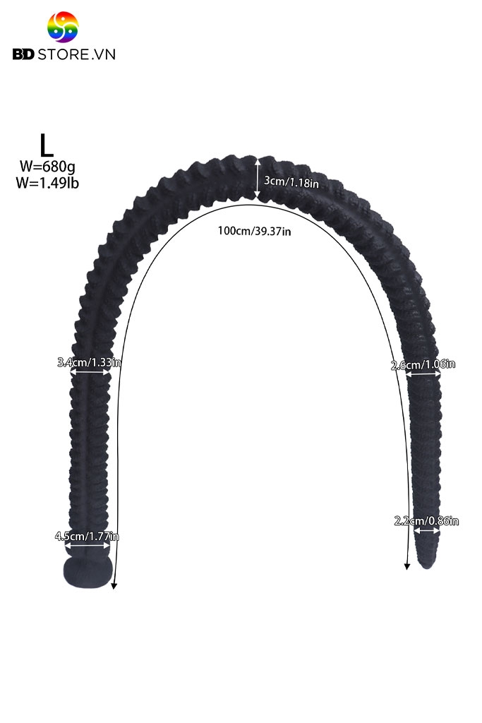 BDT3473 - Long anal siêu dài bề mặt nếp gờ vảy gai nhỏ đan xen đế gắn tường