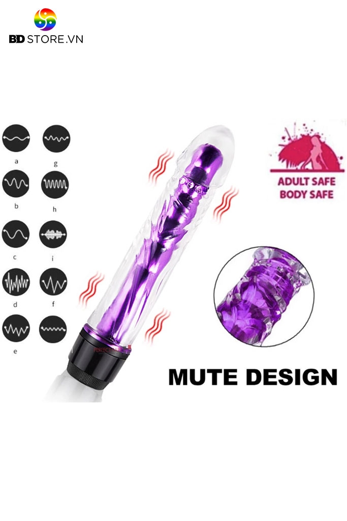 BDT3541 - Dương vật giả rung xoay thiết kế trơn xoắn ốc dài 175mm