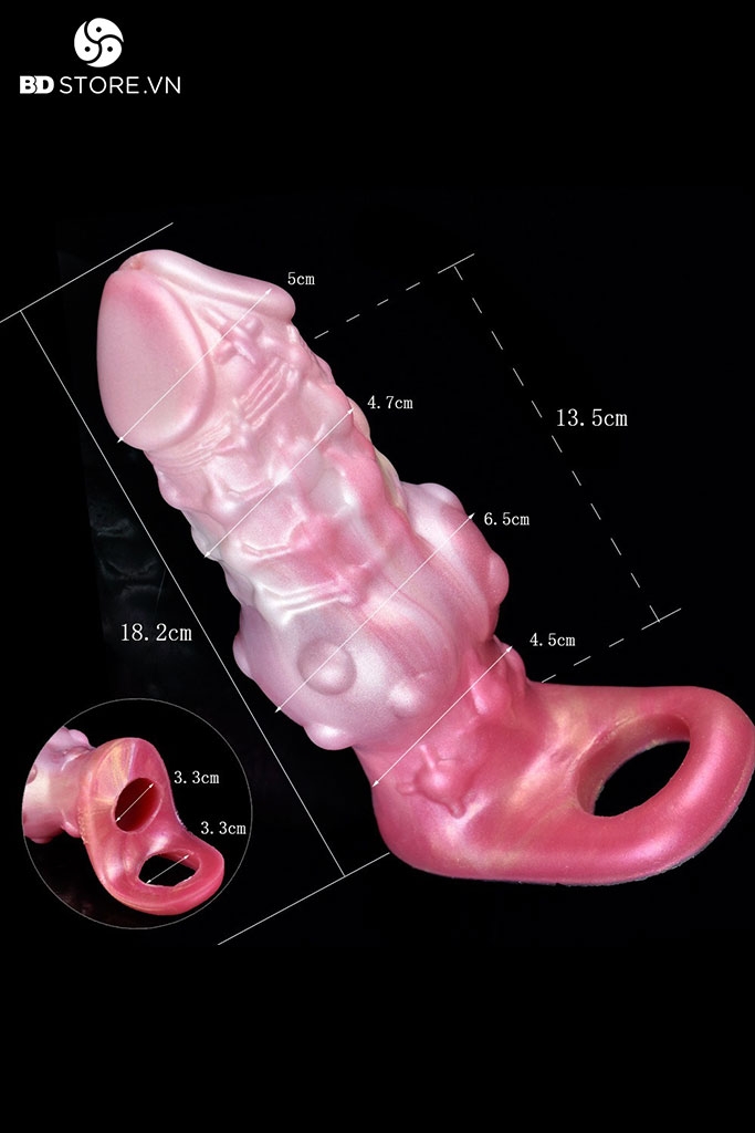 BDT3646 - Dương vật giả monster khổng lồ rỗng ruột có quai đeo bìu dài 18cm