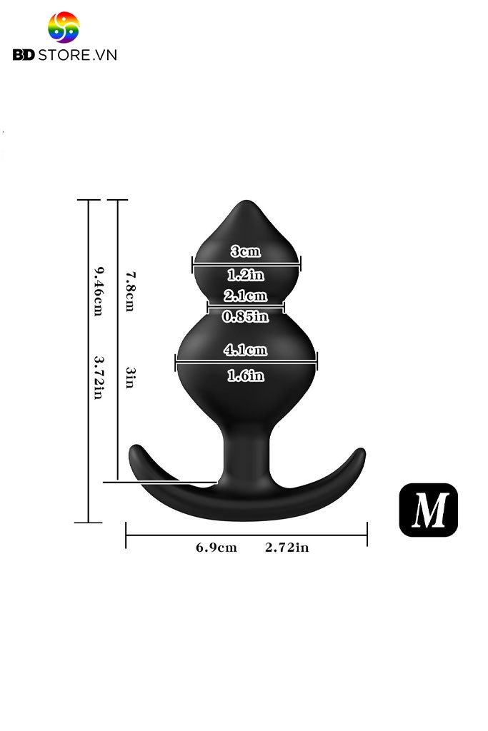 BDT3713 - Anal bead hai khối hạt hình giọt nước nối tiếp chân đế dạng sừng cong