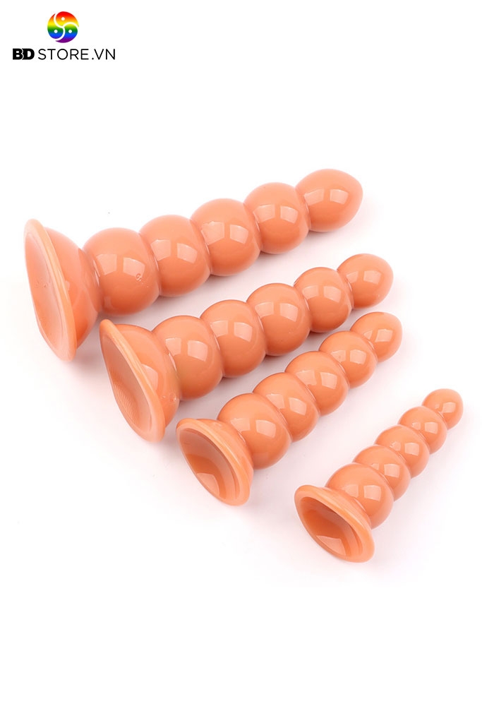 BDT3774 - Anal ball chuỗi hạt phình nở đa tầng silicon mềm dẻo có 4 size