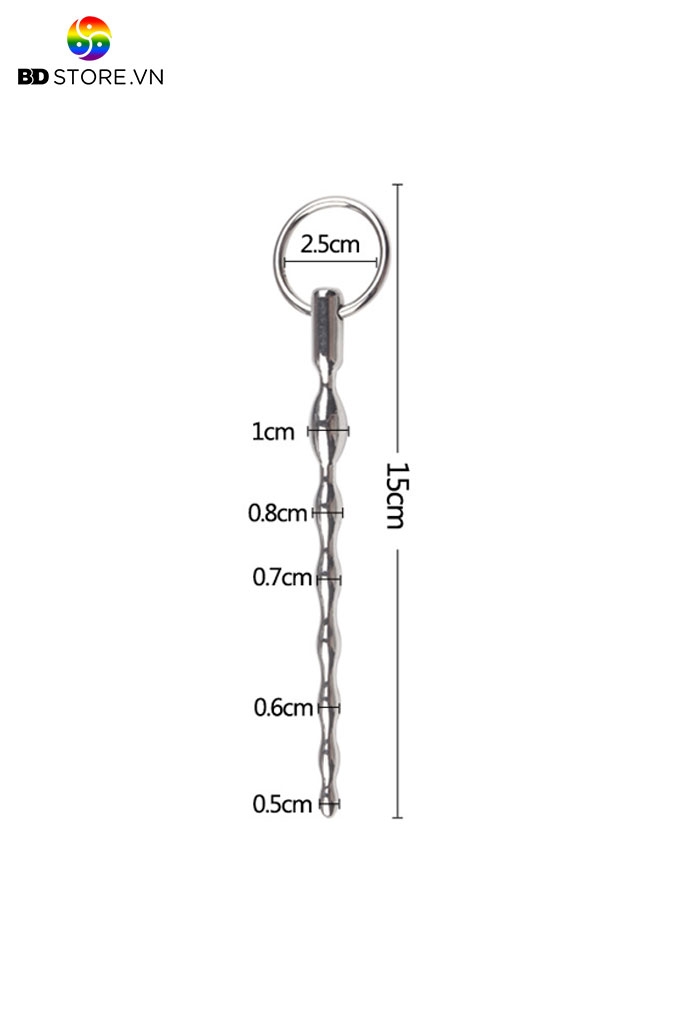 BDT396 - Đồ chơi niệu đạo inox với chuỗi 7 hình thoi liền nhau dài 15cm