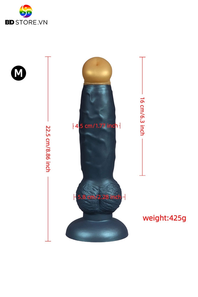 BDT3969 - Cu giả chó có đế gắn tường và gân nổi bao quanh dài 18 và 22cm