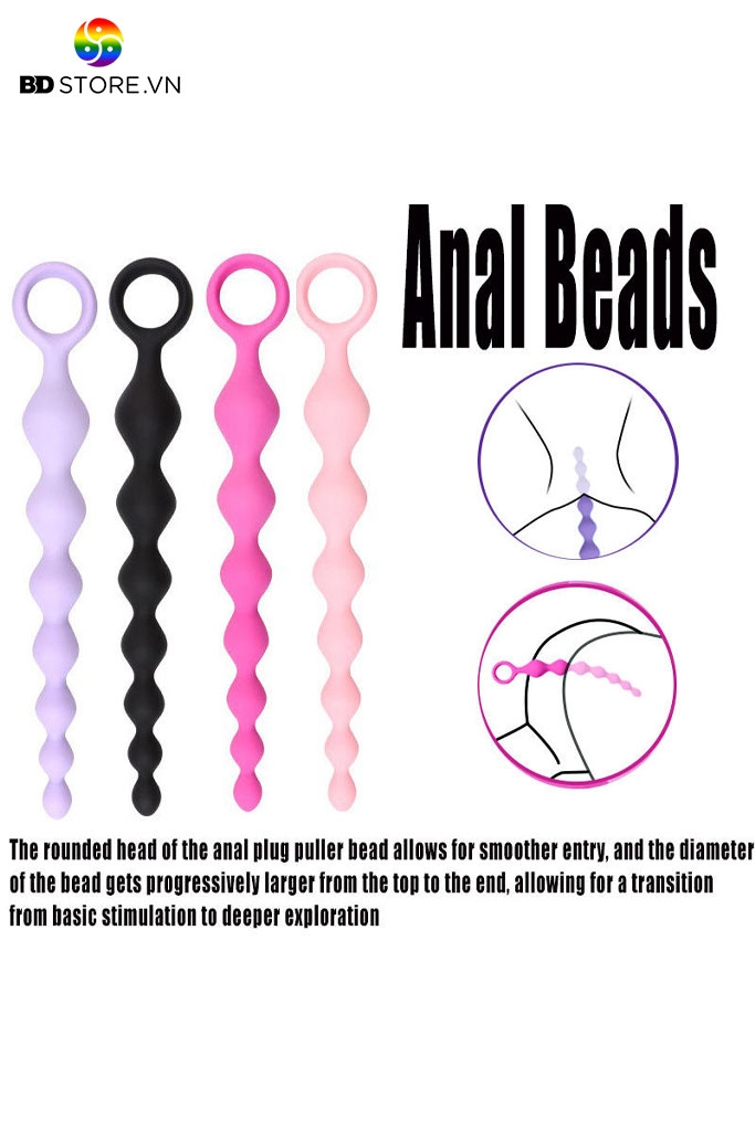 BDT402 - Anal beads có 7 tầng hạt liền chất liệu silicon dài 20.7cm