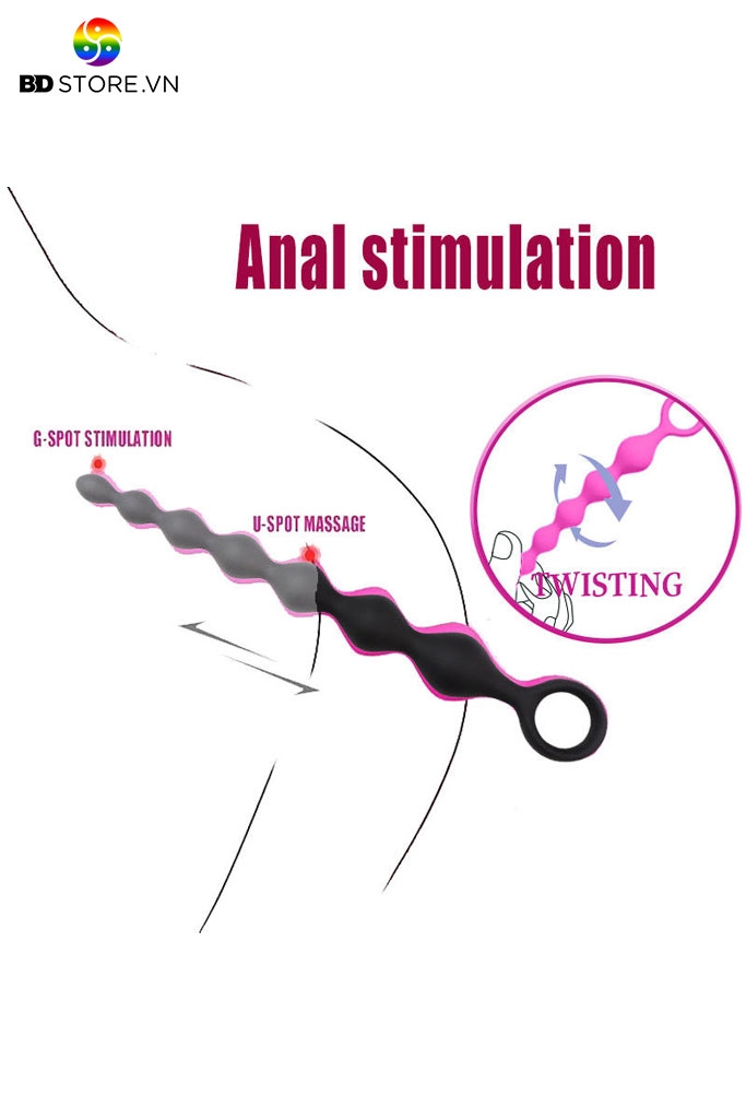 BDT402 - Anal beads có 7 tầng hạt liền chất liệu silicon dài 20.7cm