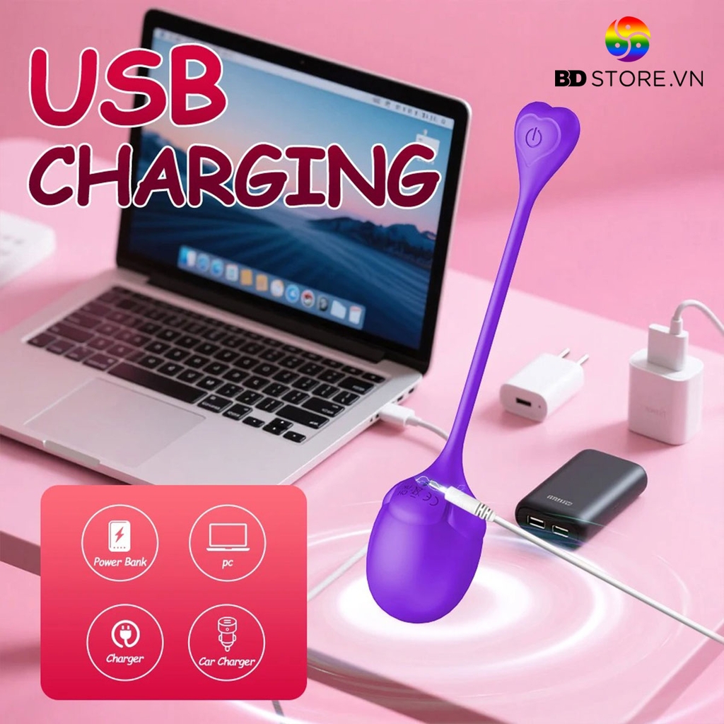 BDT4127 - Trứng rung sạc điện ngụy trang hình quả táo 2 đầu dài 17cm