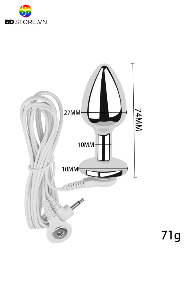 BDT4282 - Đồ chơi hậu môn kích điện plug inox cao cấp có 2 kích cỡ