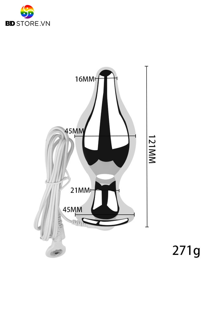 BDT4285 - Plug hậu môn đầu nhú chất liệu inox không gỉ dài 121mm
