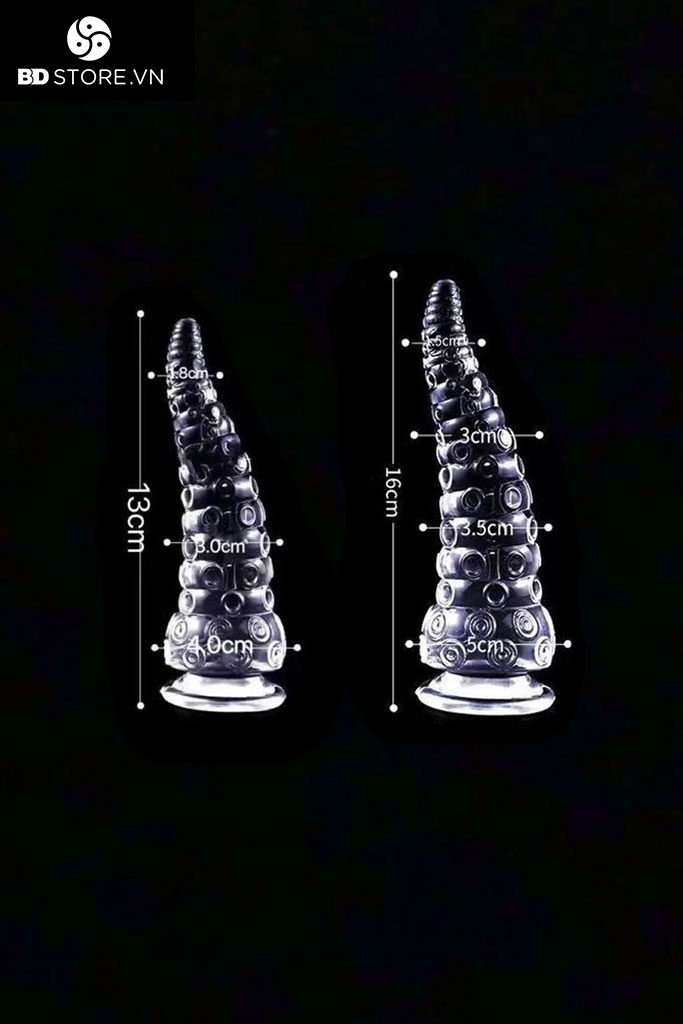 BDT436 - Cu giả trong suốt vòi bạch tuộc đế dính tường kèm 4 size
