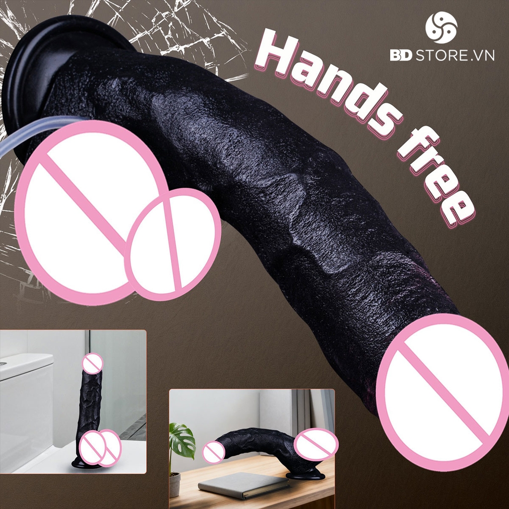 BDT4495 - Cu giả Châu Phi bắn tinh bơm tay có đế hít tường dài 20cm