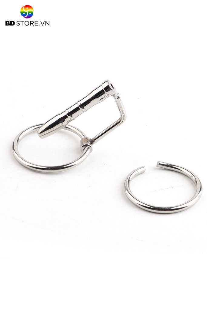 BDT463 - Dụng cụ thông niệu đạo nam sounding inox có lỗ gắn vòng đeo