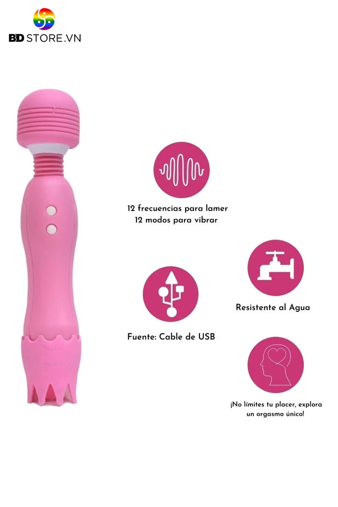BDT467 - Chày rung silicon vương miện có lưỡi liếm dài 17cm