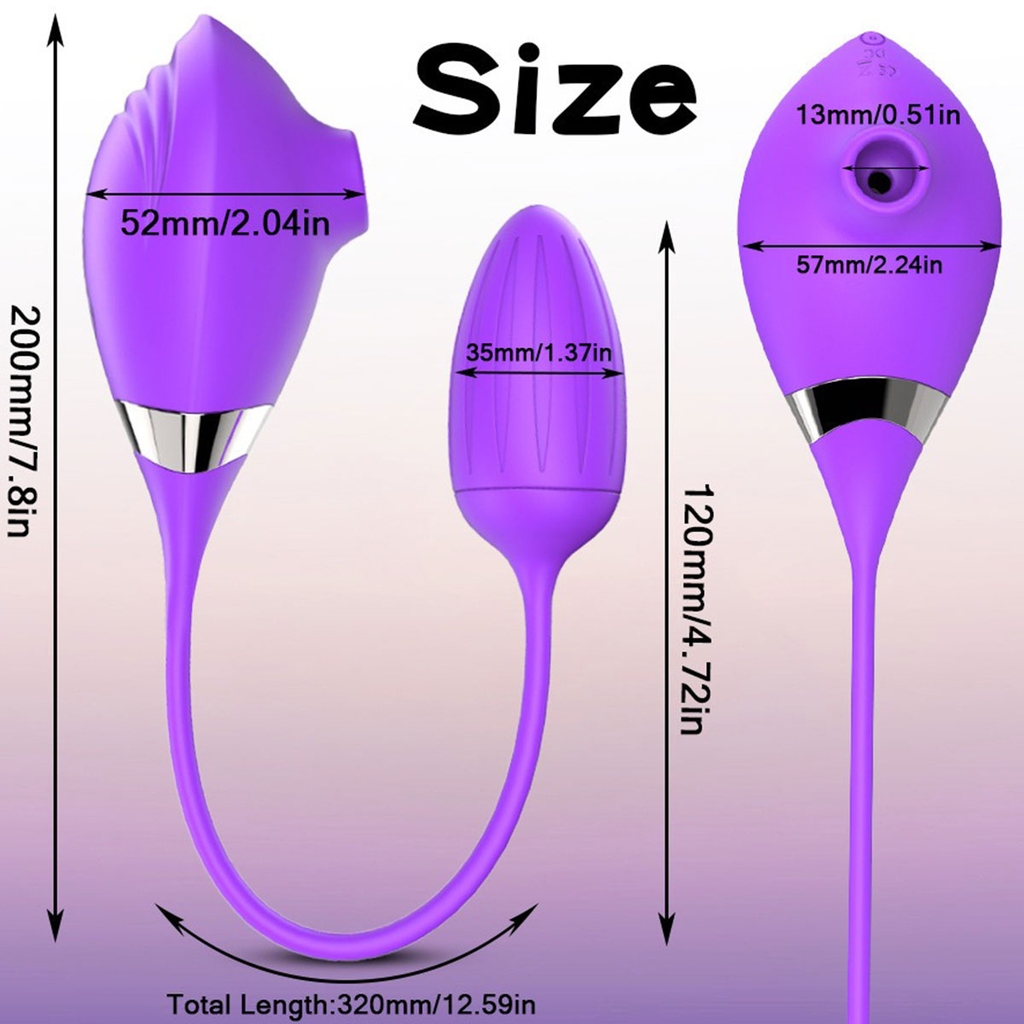 BDT4677 - Trứng rung hút 2 đầu và 10 chế độ điều khiển không dây dài 20cm