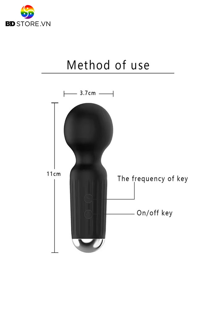 BDT468 - Chày rung mini sạc điện có 20 chế độ xoay 360 độ dài 11cm