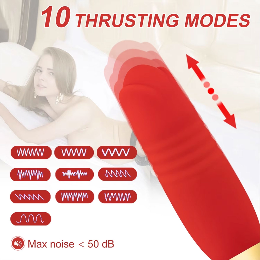 BDT477 - Trứng rung thụt 2 đầu hình bông hoa hồng có 10 chế độ và sạc điện