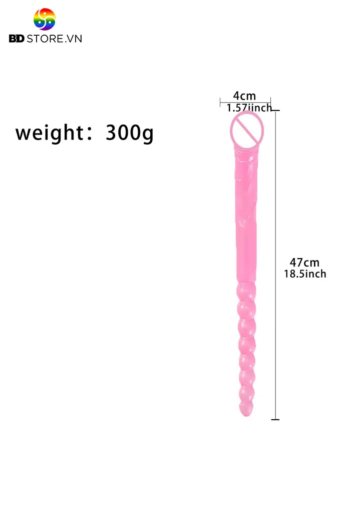 BDT481 - Dương vật giả 2 đầu có bi siêu dài 47cm silicon mềm