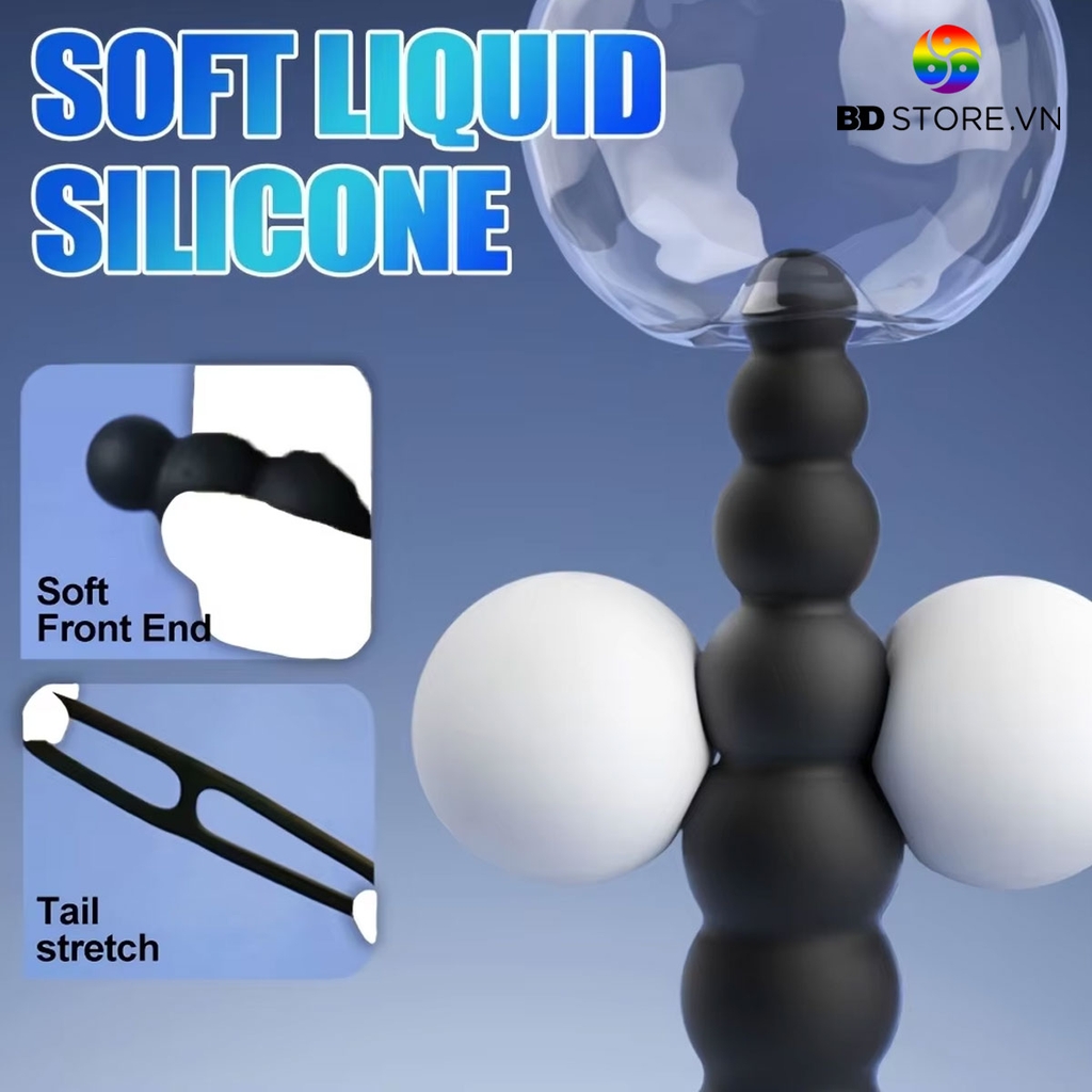 BDT4892 - Vòng rung dương vật mix anal beads điều khiển xa sạc điện