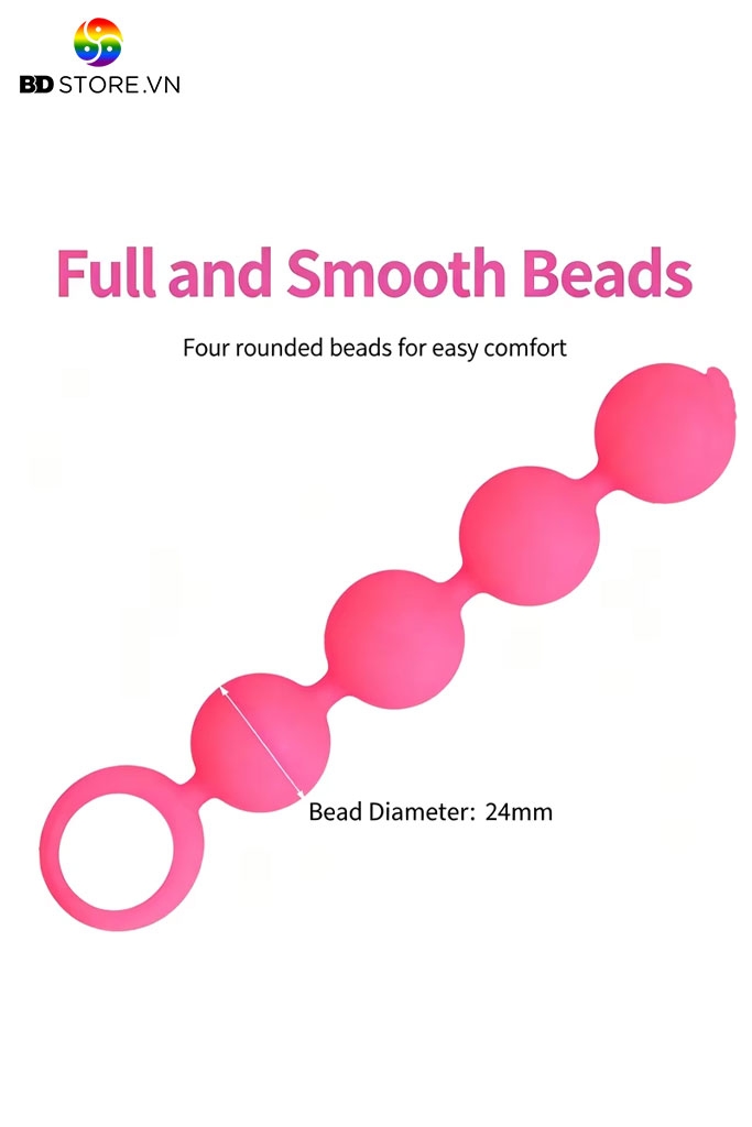 BDT4931 - Anal bead 5 tầng hạt tròn đồng đều mix vòng quai kéo giật
