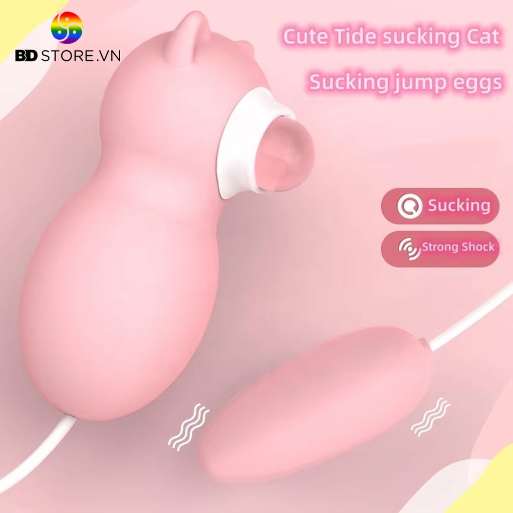 BDT509 - Trứng rung hút có 10 chế độ hình con gấu kèm lưỡi liếm