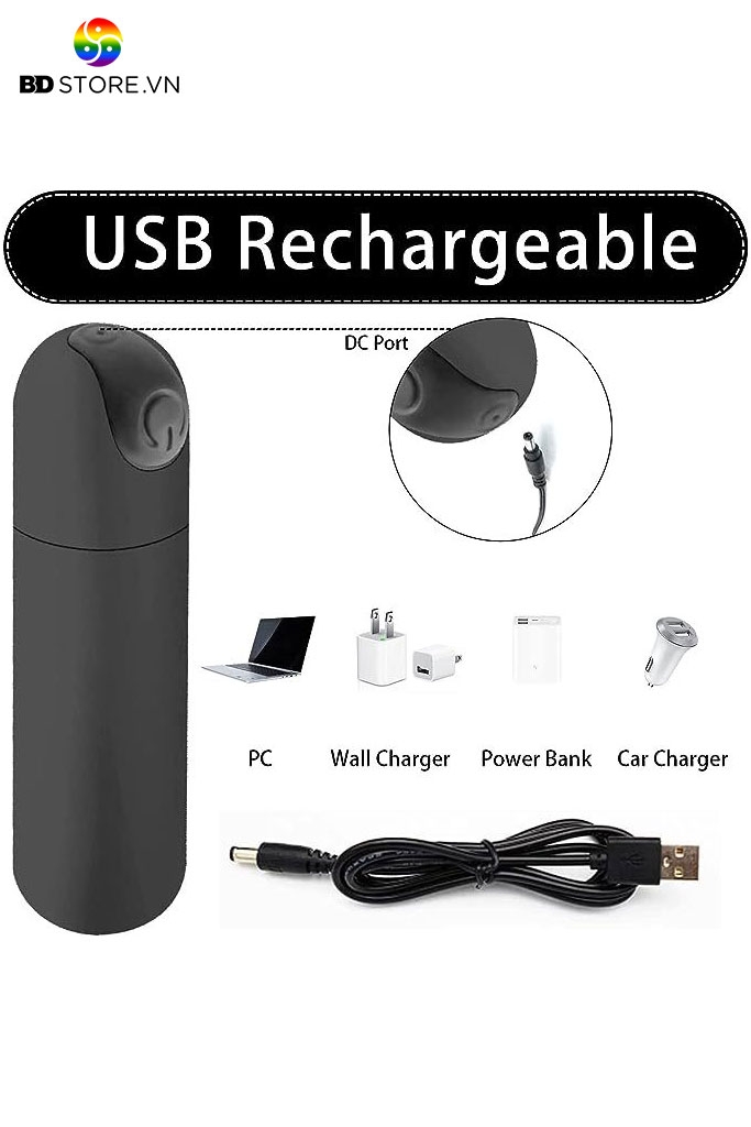 BDT512 - Trứng rung tình yêu mini silicon hình viên đạn dài 8cm