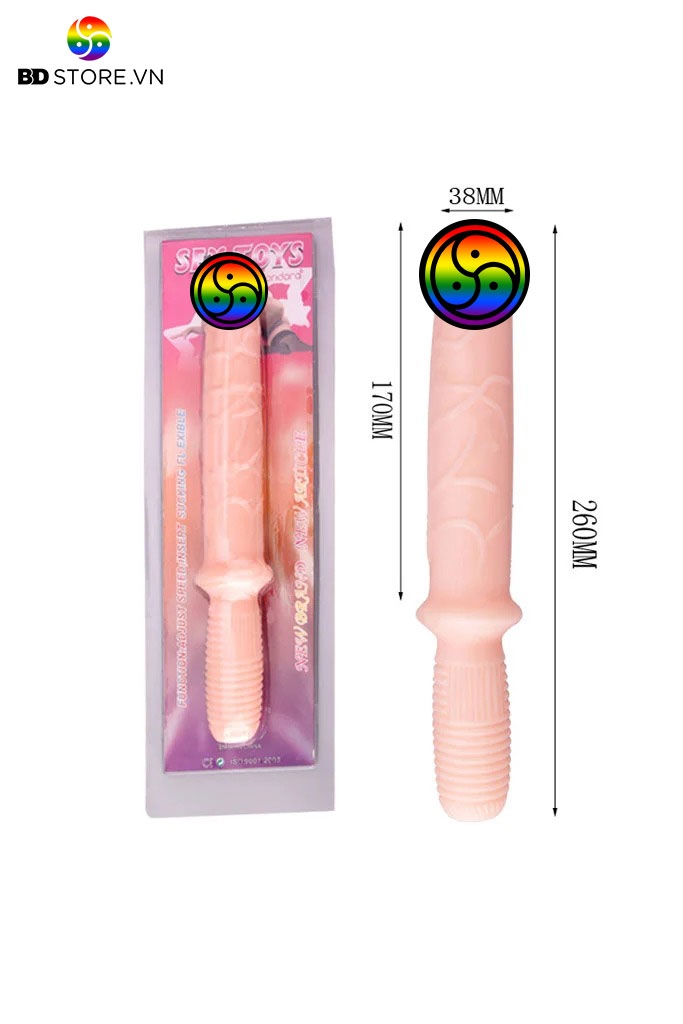 BDT5219 - Dương vật giả cầm tay bề mặt có gân nổi quanh dài 26cm