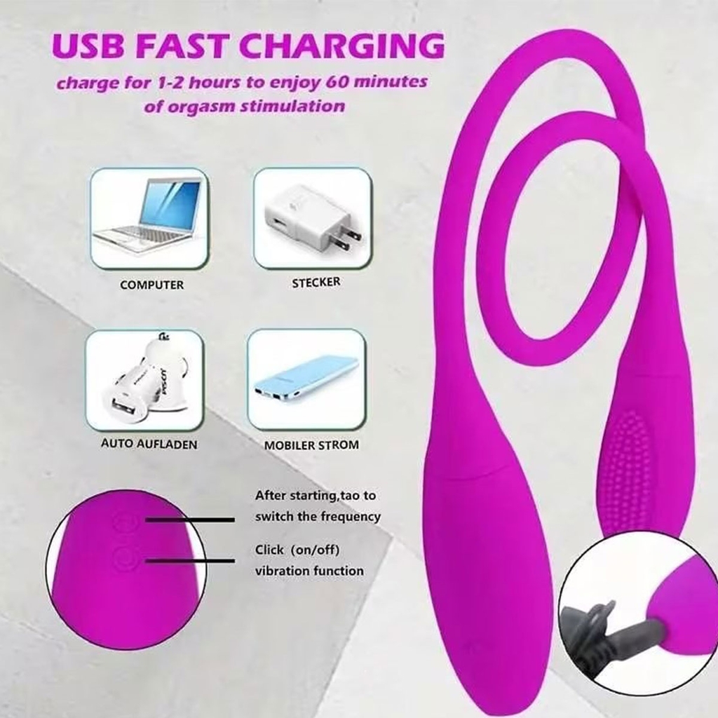 BDT553 - Trứng rung 2 đầu sạc điện có gai dài 60cm và 12 chế độ