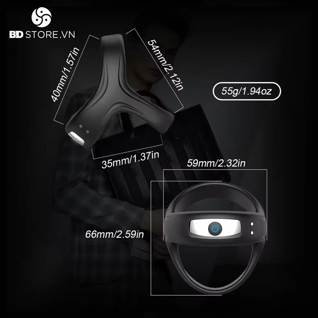 BDT640 - Vòng rung dương vật có 10 tần số sạc điện đường kính 66mm