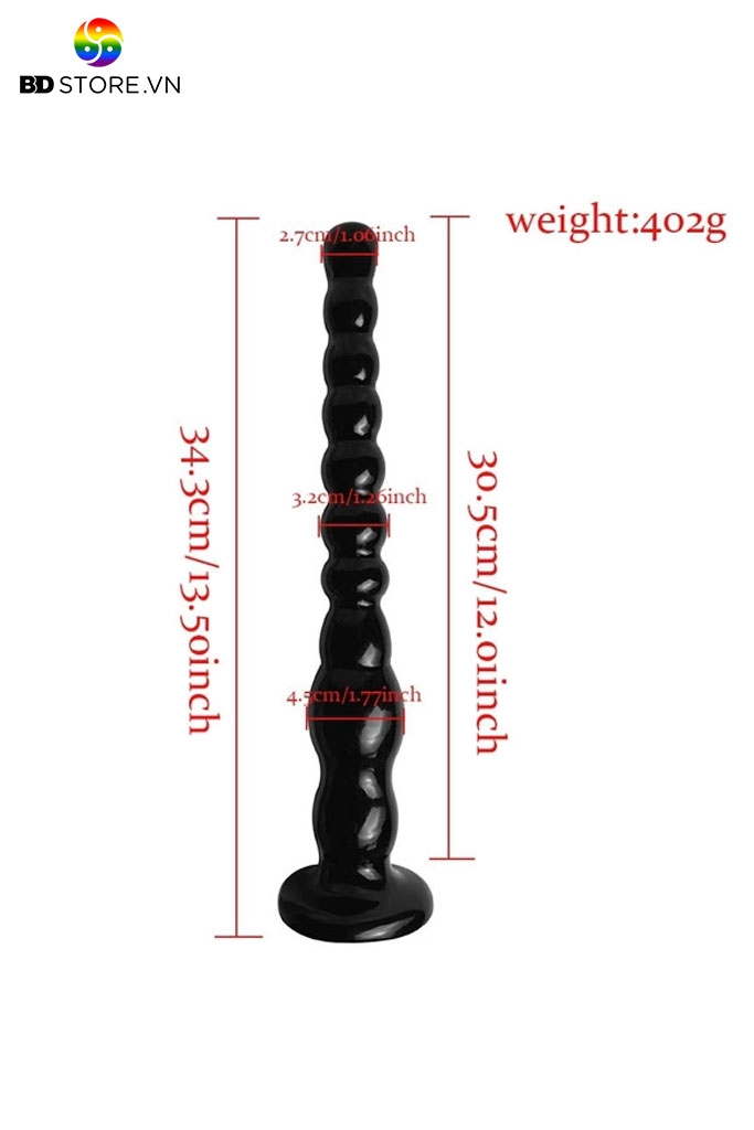BDT691 - Butt plug với đế dính tường với chuỗi ngọc 5 tầng dài 34.4cm