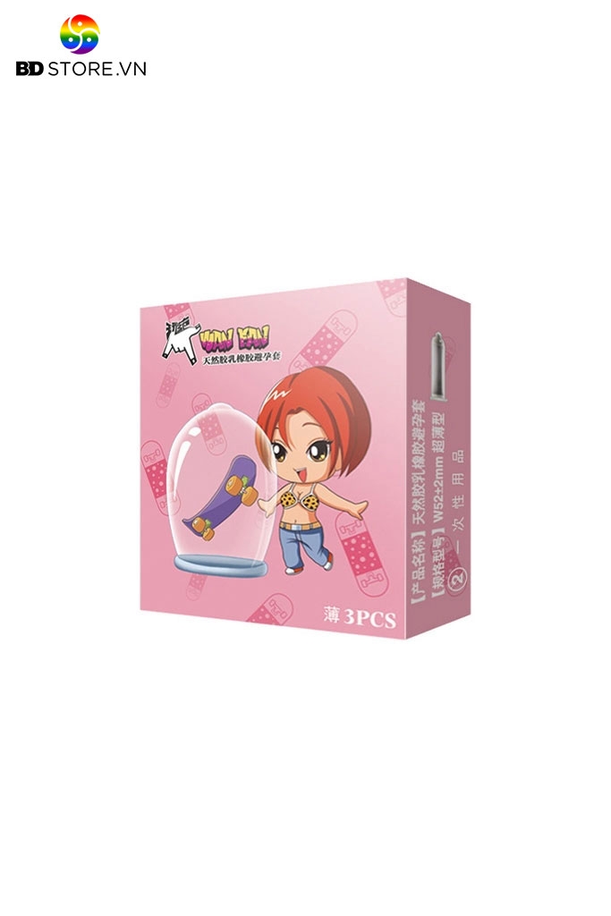 BDT728 - Bao cao su siêu mỏng dạng trơn trong suốt hộp 3 cái
