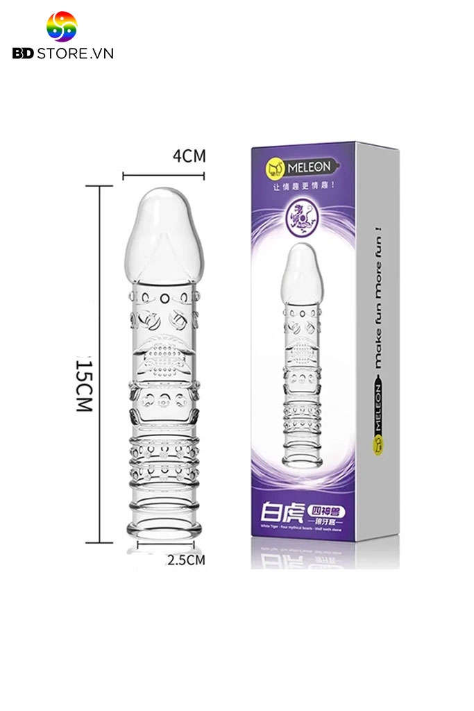 BDT885 - Bao cao su gai bi đôn dên trong suốt dài 15.3cm