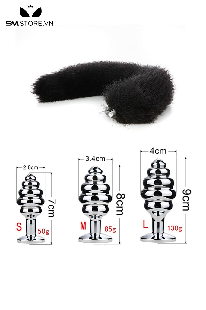 SMT045 - Đuôi cáo cosplay 1 màu với phích xoắn ốc inox có 3 size