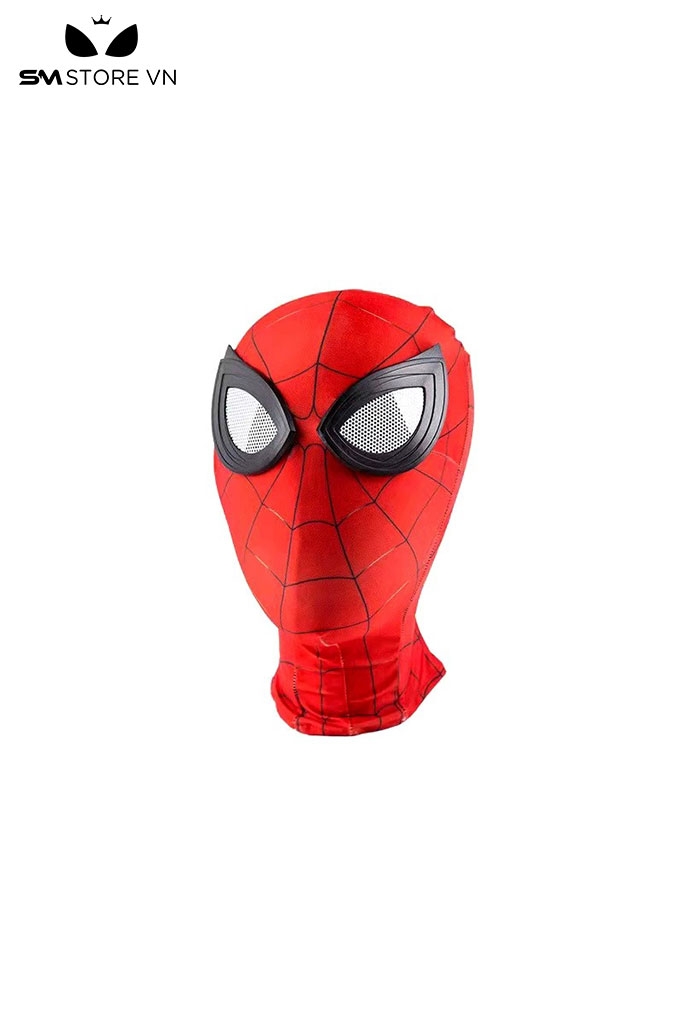 SMP100 - mũ spider man đen, đỏ thiết kế khóa kéo và chùm đầu