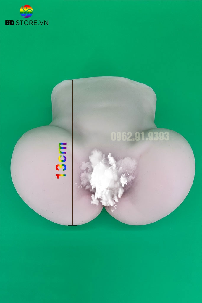 BDT443 - Mông giả silicon nguyên khối với 2 lỗ âm đạo và hậu môn