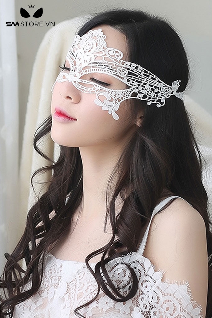 SMT016 - mặt nạ tình yêu thiết kế ren hoa lệ gợi cảm 2 màu trắng đen