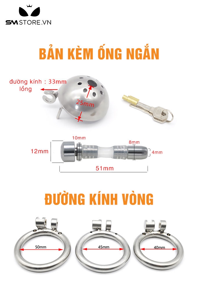 SMT168 - Khóa dương vật inox không gỉ 9 phiên bản tùy chọn