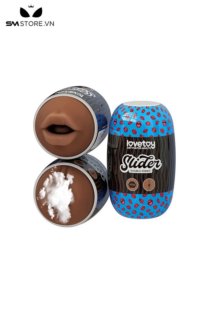 SMT1942 - Cốc thủ dâm mini nâu Lovetoy thiết kế 2 đầu bằng silicon