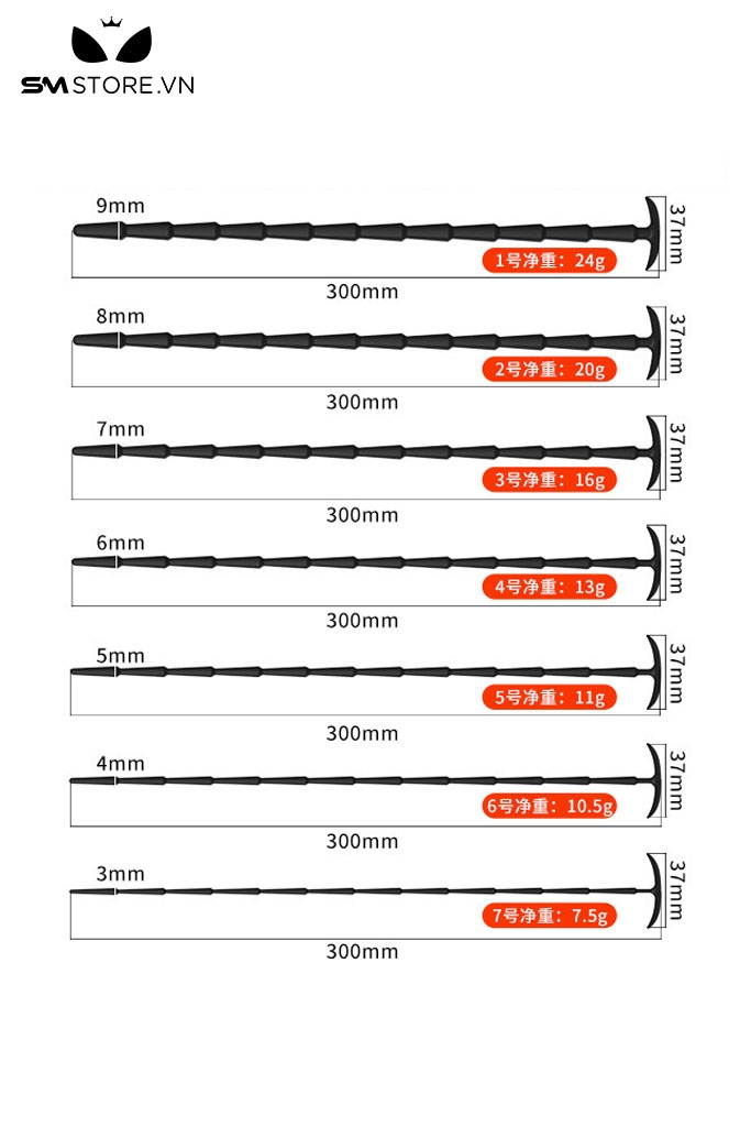SMT3210 - Sounding silicon kích thích niệu đạo dạng phân đốt dài 30cm