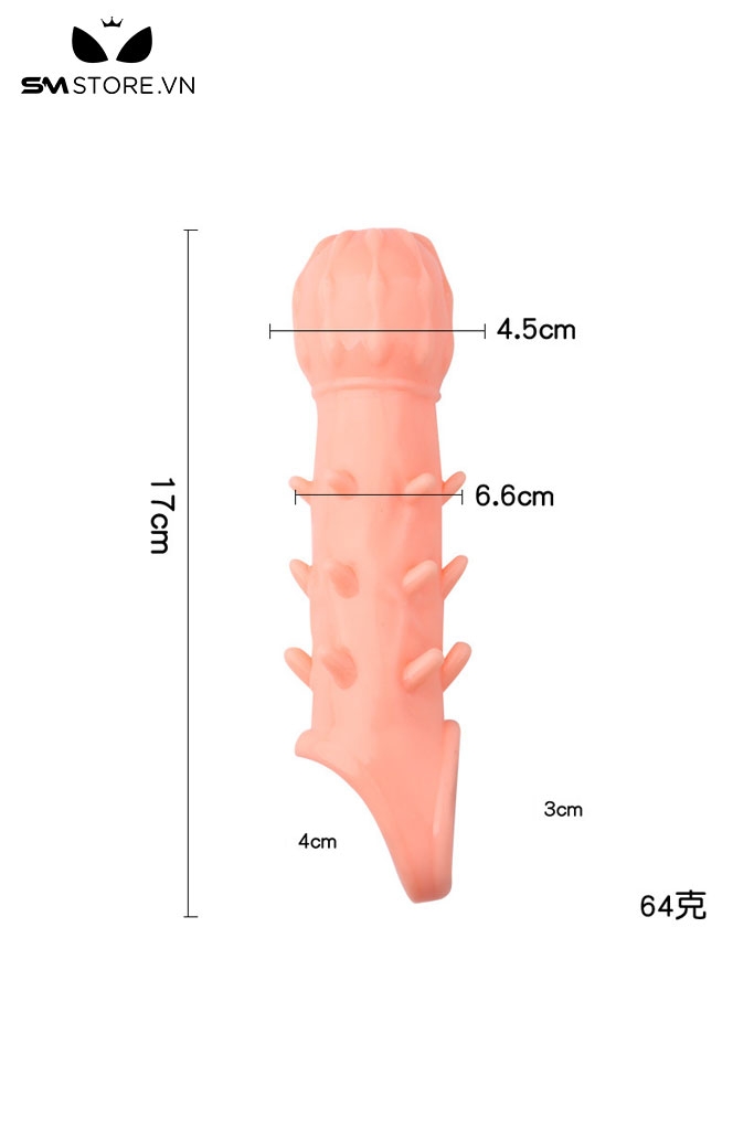 SMT3230 - Bao cao su silicon đôn dên quai đeo có gai dài 17cm