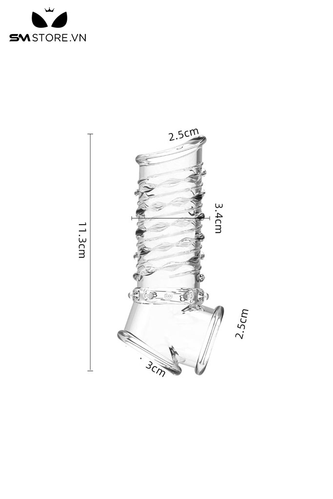 SMT3237 - Bao cao su đôn dên silicon nửa đầu có vân xoắn ốc dài 11.3cm