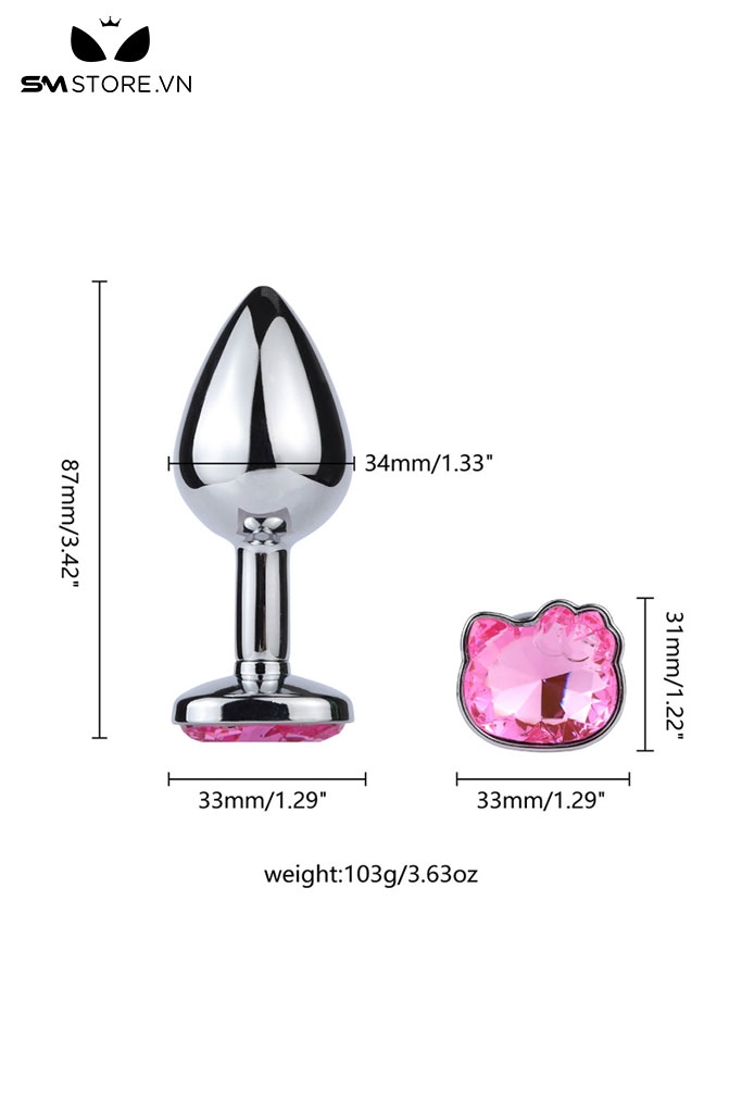 SMT3300 - Butt plug hậu môn đế hình con mèo với phích trơn có 3 size