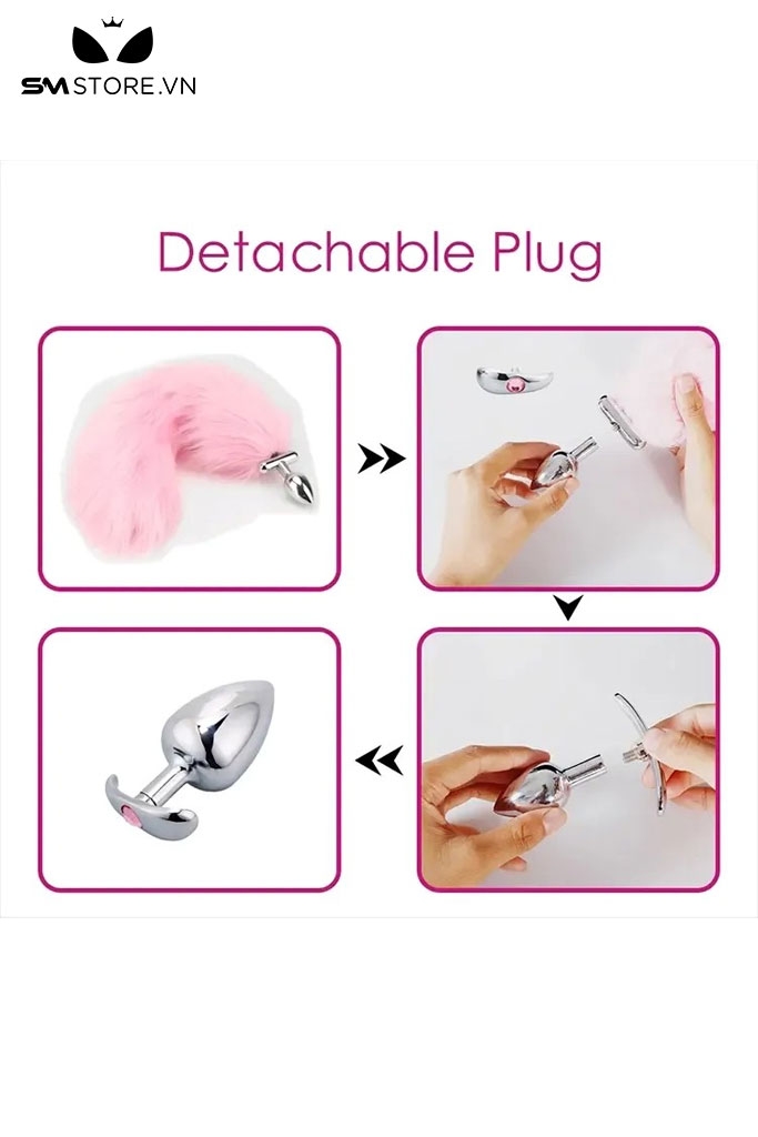 SMT3404 - Đuôi cáo cosplay có đèn led phát sáng dài 38cm với butt plug inox