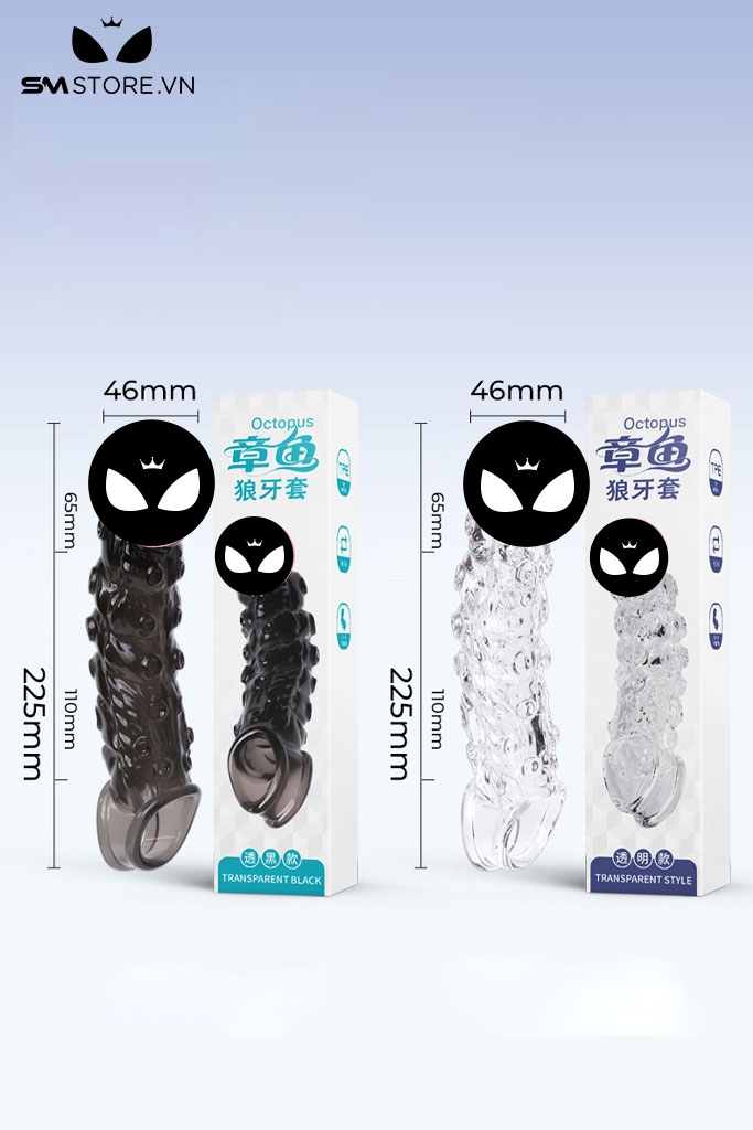 SMT3736 - Bao cao su đôn xúc tu bạch tuộc silicon đàn hồi dài 225mm