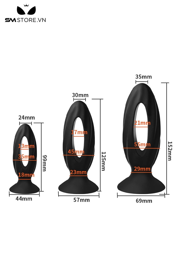 SMT3821 - Đồ chơi hậu môn butt plug rỗng trong đế dính tường có 3 size